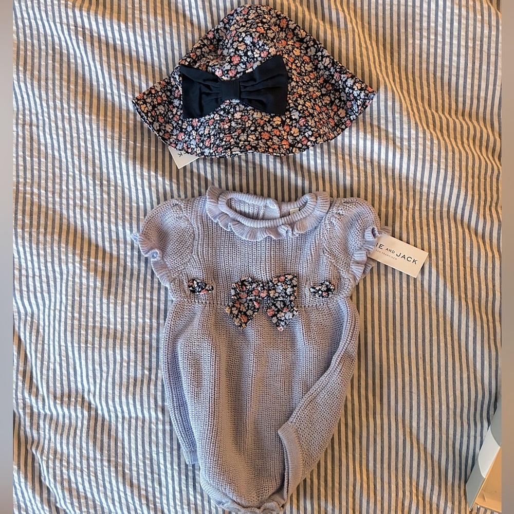 Janie and Jack Knit Romper & Hat Set
